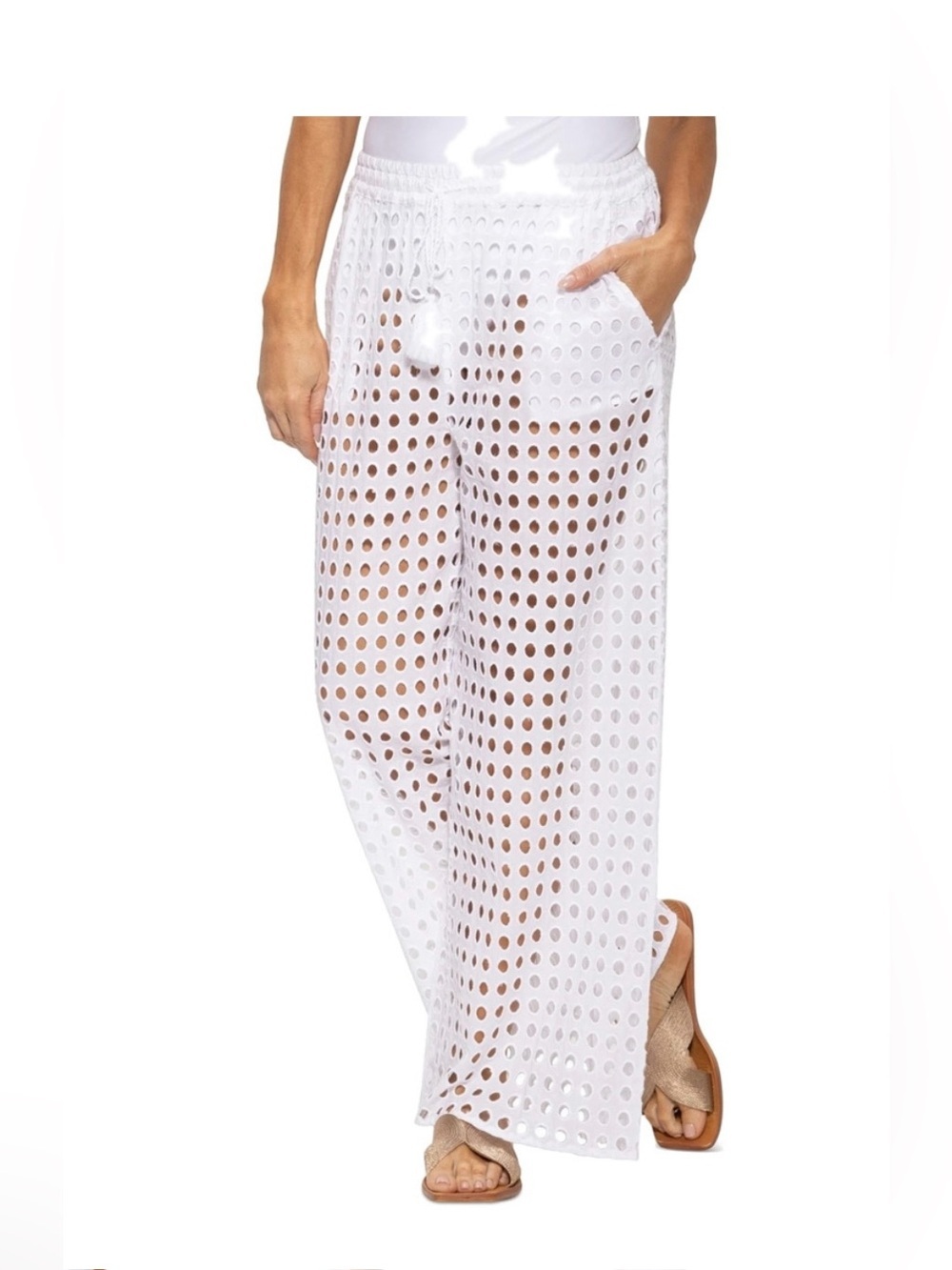 NWT Dotti
Women's Cotton Openwork Drawstring-Waist Pants